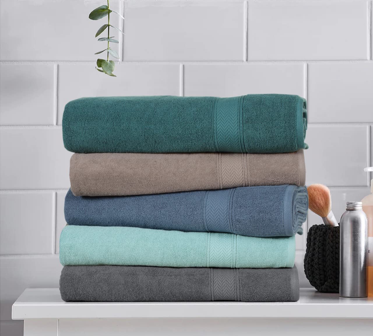 600 GSM - 40 x 80 Inches - 100% Cotton Bath Sheets Pack of 2 - Highly Absorbent Extra Large Bath Sheet Towels Set - Jumbo Oversized Cotton Bath Sheets Towels - Super Soft Hotel Quality Towel (STONE)