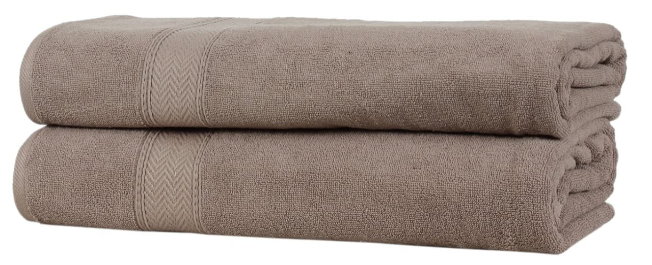 600 GSM - 40 x 80 Inches - 100% Cotton Bath Sheets Pack of 2 - Highly Absorbent Extra Large Bath Sheet Towels Set - Jumbo Oversized Cotton Bath Sheets Towels - Super Soft Hotel Quality Towel (STONE)