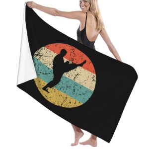 ADOSIA Vintage Karate Martial Arts Sunset Beach Towel 32x52in Oversized Soft Absorbent Beach Towel