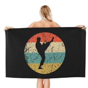 ADOSIA Vintage Karate Martial Arts Sunset Beach Towel 32x52in Oversized Soft Absorbent Beach Towel