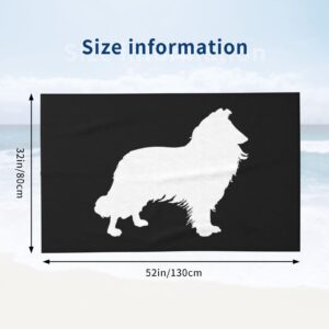 ADOSIA Rough Collie Beach Towel 32x52in Oversized Soft Absorbent Beach Towel