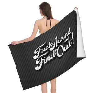 Lujzwop Fuck Around and Find Out Beach Towel, Oversized Pool Towel, Quick Dry Microfiber Beach Towel for Men and Women