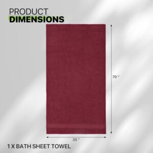 Magshion Extra Large Cotton Bath Sheet for Bathroom Adults Oversized Quick-Dry Bath Sheet Towel, Burgundy