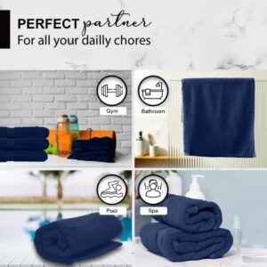 KAHAF COLLECTION 100% Cotton Bath Towels, Navy 24x48 Pack of 6 Towels, Quick Dry, Highly Absorbent, Soft Feel Towel, Gym, Spa, Bathroom, Shower, Pool, Luxury Soft Towels (24x48-6 Pack, Navy)