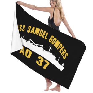 ADOSIA USS Samuel Gompers Ad-37 Beach Towel 32x52in Oversized Soft Absorbent Beach Towel