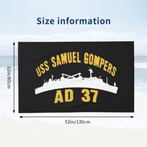 ADOSIA USS Samuel Gompers Ad-37 Beach Towel 32x52in Oversized Soft Absorbent Beach Towel