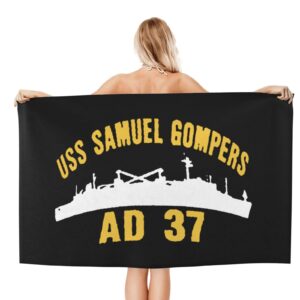 ADOSIA USS Samuel Gompers Ad-37 Beach Towel 32x52in Oversized Soft Absorbent Beach Towel