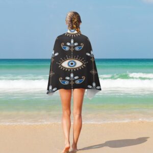 ZHIMI Beach Towels Oversized Black Blue Evil Eye Hand Bath Towel Pool Towels Microfiber Absorbent Sand Free Quick Dry Towels for Bathroom Gym Camping Women Men 31x51Inch
