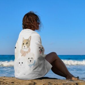 ZHIMI Beach Towels Oversized Pet Party Cute Puppies Cats Hand Bath Towel Pool Towels Microfiber Absorbent Sand Free Quick Dry Towels for Bathroom Gym Camping Women Men 31x51Inch