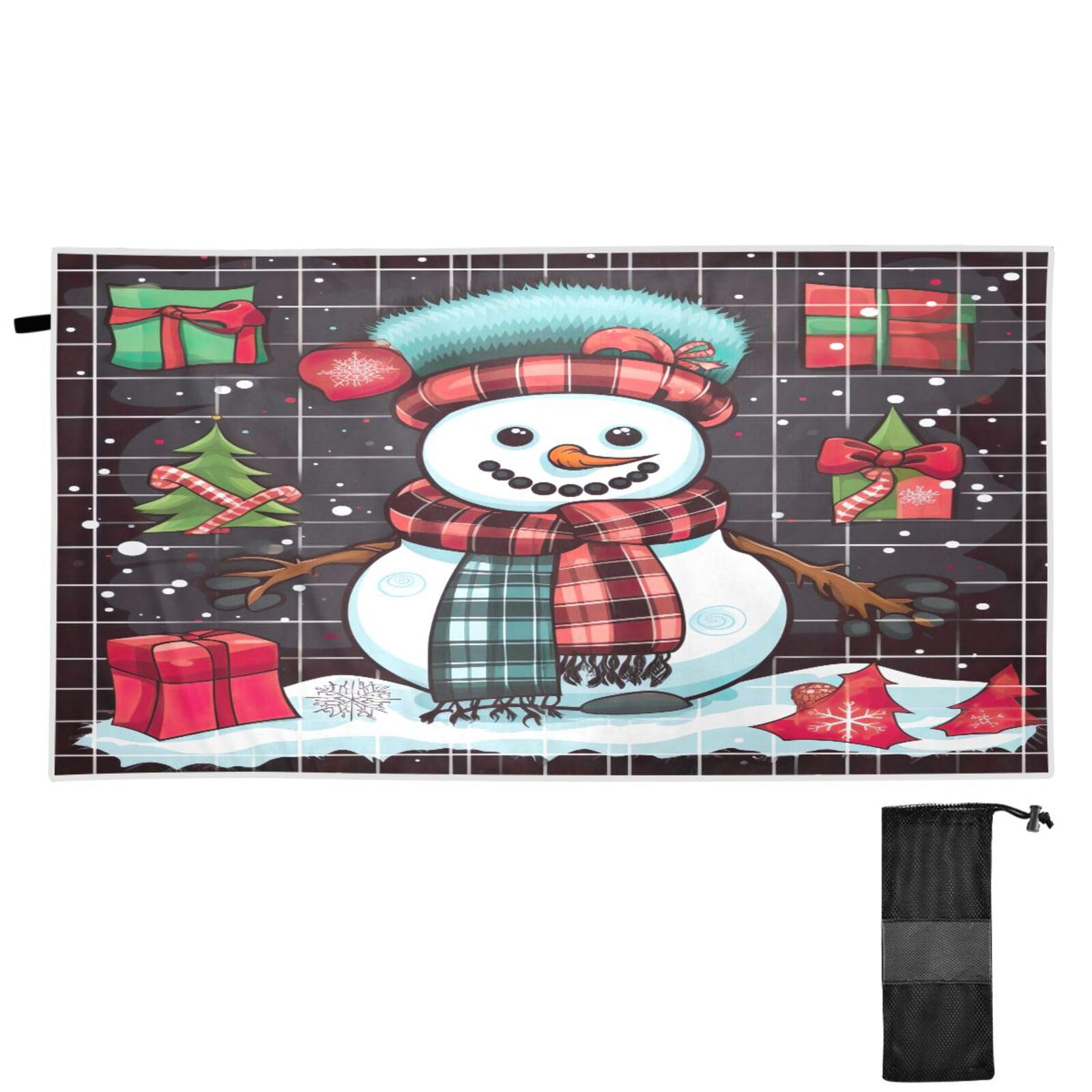 Christmas Snowman Gift Beach Towel Sand Free Beach Blanket Quick Dry Towel Pool Towels Travel Towel Beach Towels Oversized for Women Men Swimming Camping Gym Sports Beach Essentials M