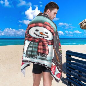 Christmas Snowman Gift Beach Towel Sand Free Beach Blanket Quick Dry Towel Pool Towels Travel Towel Beach Towels Oversized for Women Men Swimming Camping Gym Sports Beach Essentials M