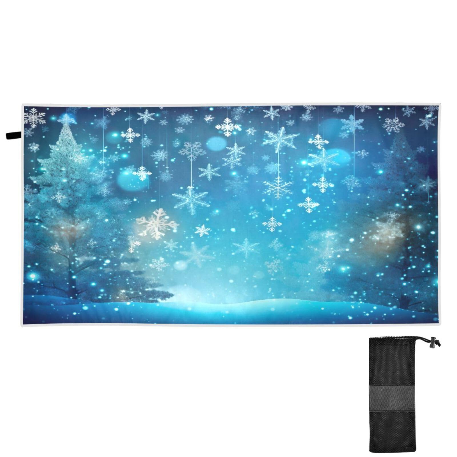 Christmas Winter Lights Snowflakes Beach Towel Quick Dry Beach Blanket Sand Free Towel Beach Towels Oversized Pool Towels Travel Towel for Women Men Gym Sports Camping Swimming Beach Essentials M