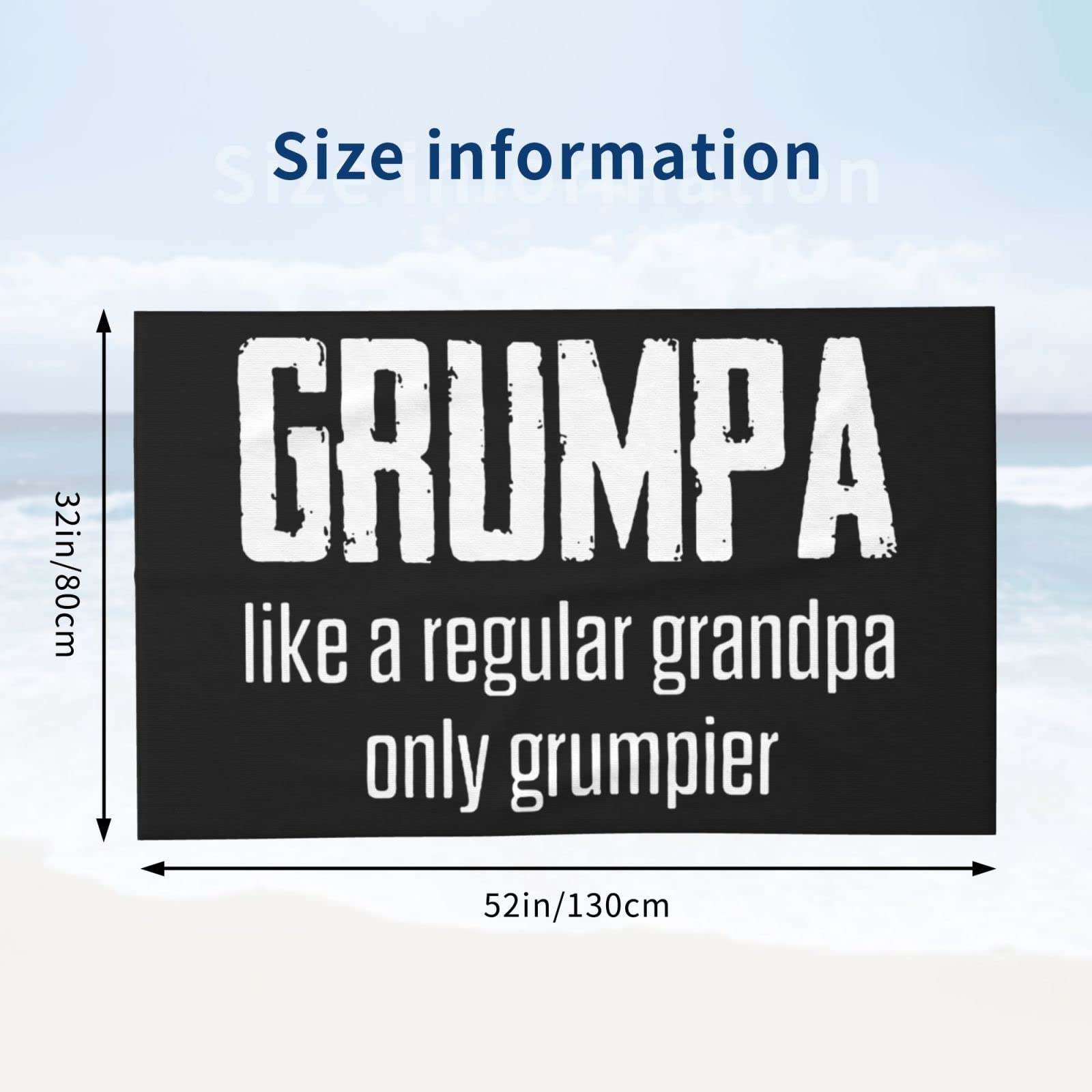 Zahika Grumpa Like Regular Grandpa Beach Towel Absorbent Bathroom Towels Beach Towels Oversized Super ​32x52 Inch