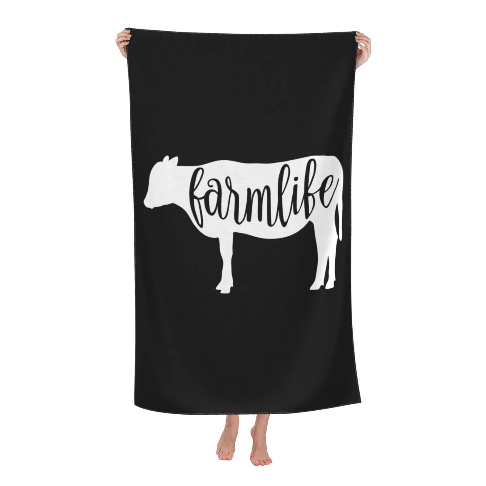 Zahika Farmlife Cow Beach Towel Absorbent Bathroom Towels Beach Towels Oversized Super ​32x52 Inch