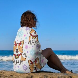 TsingZa Oversized Bath Towels for Bathroom 1 Piece, Large Bath Sheet Soft Absorbent Corgi Dog Fawn, Quick Dry Beach Towels Shower Towels Pool Swimming 51”x30”