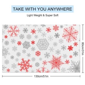 TsingZa Oversized Bath Towels for Bathroom 1 Piece, Large Bath Sheet Soft Absorbent Red Gray Christmas Snowflakes, Quick Dry Beach Towels Shower Towels Pool Swimming 51”x30”