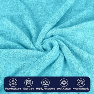 Elegant Comfort Premium Cotton 6-Piece Towel Set, includes 2 Washcloths, 2 Hand Towels and 2 Bath Towels, 100% Turkish Cotton - Highly Absorbent and Super Soft Towels for Bathroom, Aqua