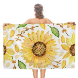 zhimi beach towels oversized sunflowers twigs leaves hand bath towel pool towels microfiber absorbent sand free quick dry towels for bathroom gym camping women men 31x51inch