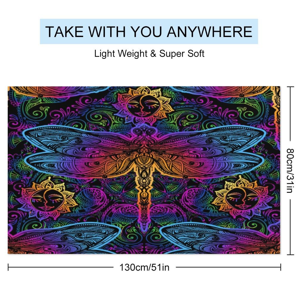 ZHIMI Beach Towels Oversized Magic Purple Blue Dragonfly Sun Face Hand Bath Towel Pool Towels Microfiber Absorbent Sand Free Quick Dry Towels for Bathroom Gym Camping Women Men 31x51Inch