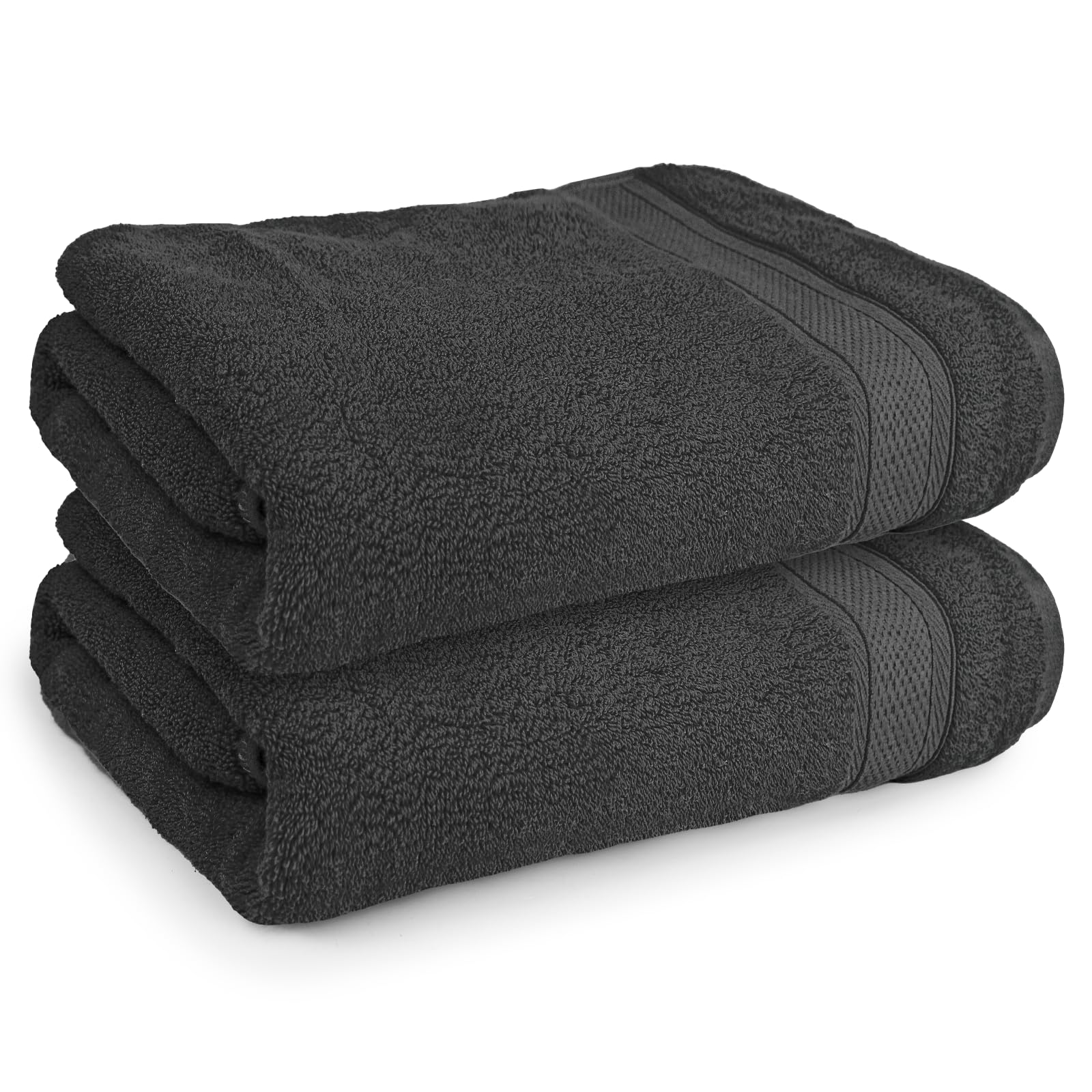 Magshion Extra Large Cotton Bath Sheet for Bathroom Adults Oversized Quick-Dry Bath Sheet Towels Set of 2,Black