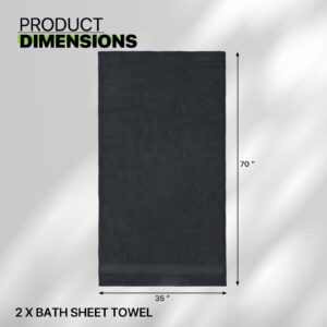 Magshion Extra Large Cotton Bath Sheet for Bathroom Adults Oversized Quick-Dry Bath Sheet Towels Set of 2,Black