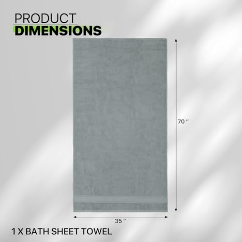 Magshion Extra Large Cotton Bath Sheet for Bathroom Adults Oversized Quick-Dry Bath Sheet Towels Set of 2,Gray