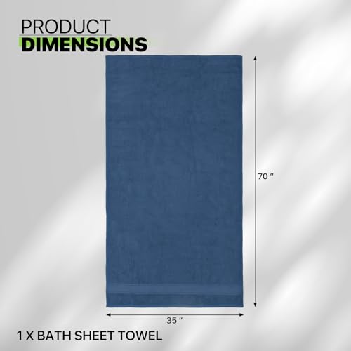 Magshion Extra Large Cotton Bath Sheet for Bathroom Adults Oversized Quick-Dry Bath Sheet Towel, Blue