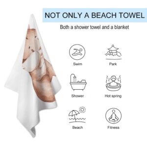 ZHIMI Beach Towels Oversized Cute Hamster Sunflower Seed Hand Bath Towel Pool Towels Microfiber Absorbent Sand Free Quick Dry Towels for Bathroom Gym Camping Women Men 31x51Inch