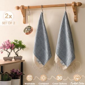 EPHESUS TOWELS Hand Towels - Set of 2 | 18" x 30" - Decorative Turkish Hand Towel for Bathroom, Kitchen, Guest, Face, Hair, Tea, Dishcloth (Herringbone, Baby Blue)