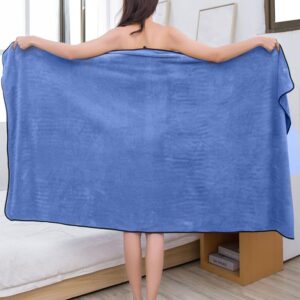 NEYLIM Luxurious Jumbo Bath Sheet,35x70 inches Extra Large Bath Towel Sheets, Quicker to Dry, Super Absorbent, Oversized BathBathroom Towels, Will not Fade and Drop Hairs(Pack of 2) (Blue Bath Towel)