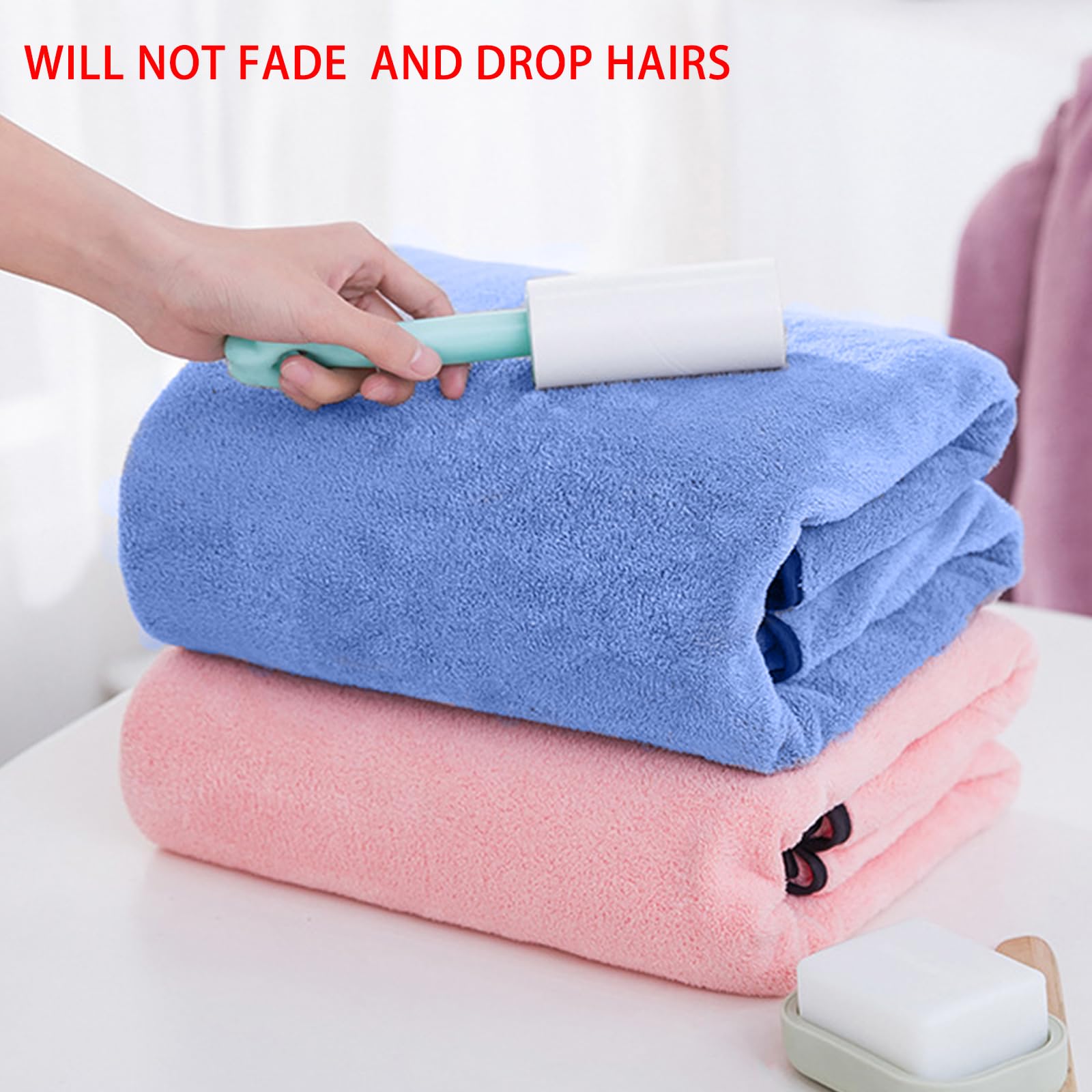 NEYLIM Luxurious Jumbo Bath Sheet,35x70 inches Extra Large Bath Towel Sheets, Quicker to Dry, Super Absorbent, Oversized BathBathroom Towels, Will not Fade and Drop Hairs(Pack of 2) (Blue Bath Towel)