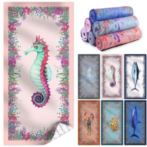 Microfiber Beach Towel Swim Pool Towel Quick Dry Compact Sand Free Toallas de Playa Pink Cute Women Birthday Gift Mom Wife Sister Her Boss Friend Appreciation Thank You Retirement Honeymoon Trip