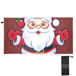 ODAWA Christmas Cute Santa Camp Towel Quick Dry Beach Towel Oversized 30x60 Inch