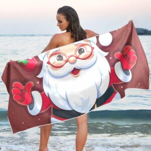 ODAWA Christmas Cute Santa Camp Towel Quick Dry Beach Towel Oversized 30x60 Inch