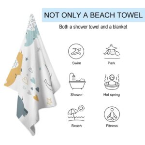 with Elephants Microfiber Absorbent Lightweight Beach Towels Fast Dry Oversized Sand Free Beach Blanket 31x51in for Swimming Camping Travel Gym and Yoga