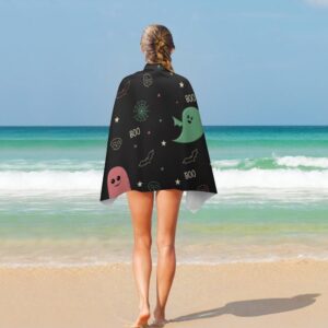 Halloween Colored Ghost Microfiber Absorbent Lightweight Beach Towels Fast Dry Oversized Sand Free Beach Blanket 31x51in for Swimming Camping Travel Gym and Yoga