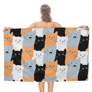 cute lovely cats microfiber absorbent lightweight beach towels fast dry oversized sand free beach blanket 31x51in for swimming camping travel gym and yoga