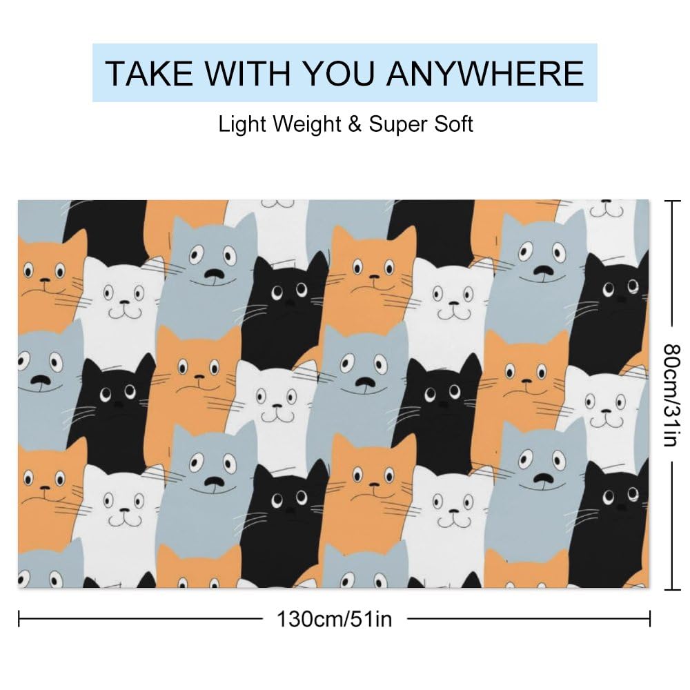 Cute Lovely Cats Microfiber Absorbent Lightweight Beach Towels Fast Dry Oversized Sand Free Beach Blanket 31x51in for Swimming Camping Travel Gym and Yoga