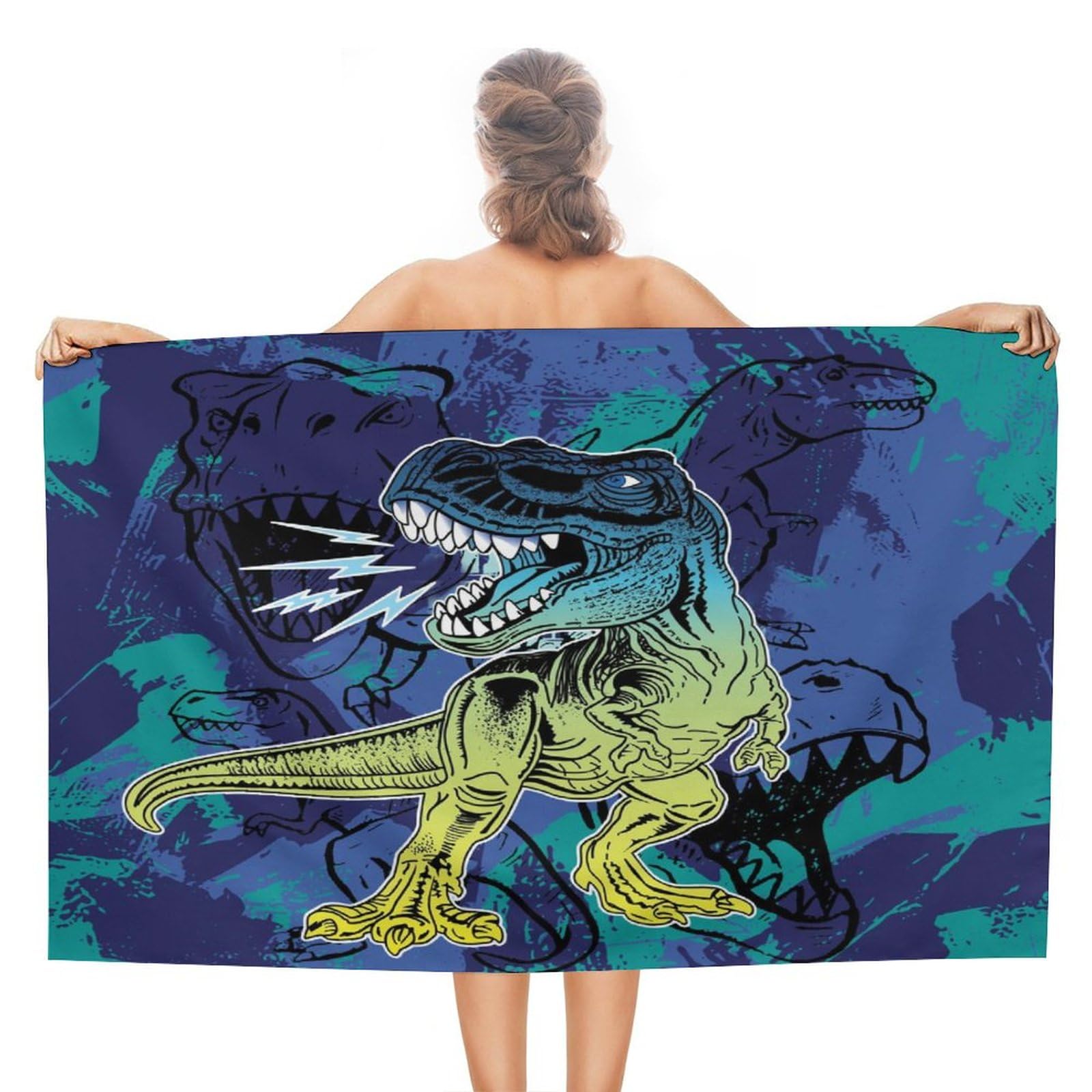 Brebasf Cool Dinosaurs Oversized Lightweight,Extra Large Soft Beach Towels Fantasy Abstract Anime Wildlife Dinosaur Sauna Beach Gym 51W x31L
