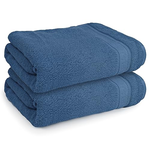 Magshion Extra Large Cotton Bath Sheet for Bathroom Adults Oversized Quick-Dry Bath Sheet Towels Set of 2,Blue