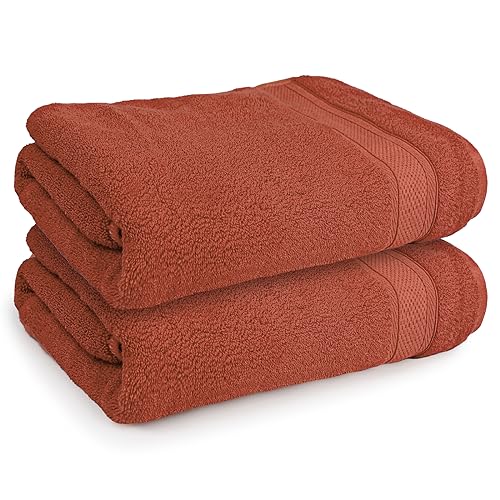 Magshion Extra Large Cotton Bath Sheet for Bathroom Adults Oversized Quick-Dry Bath Sheet Towels Set of 2,Rust