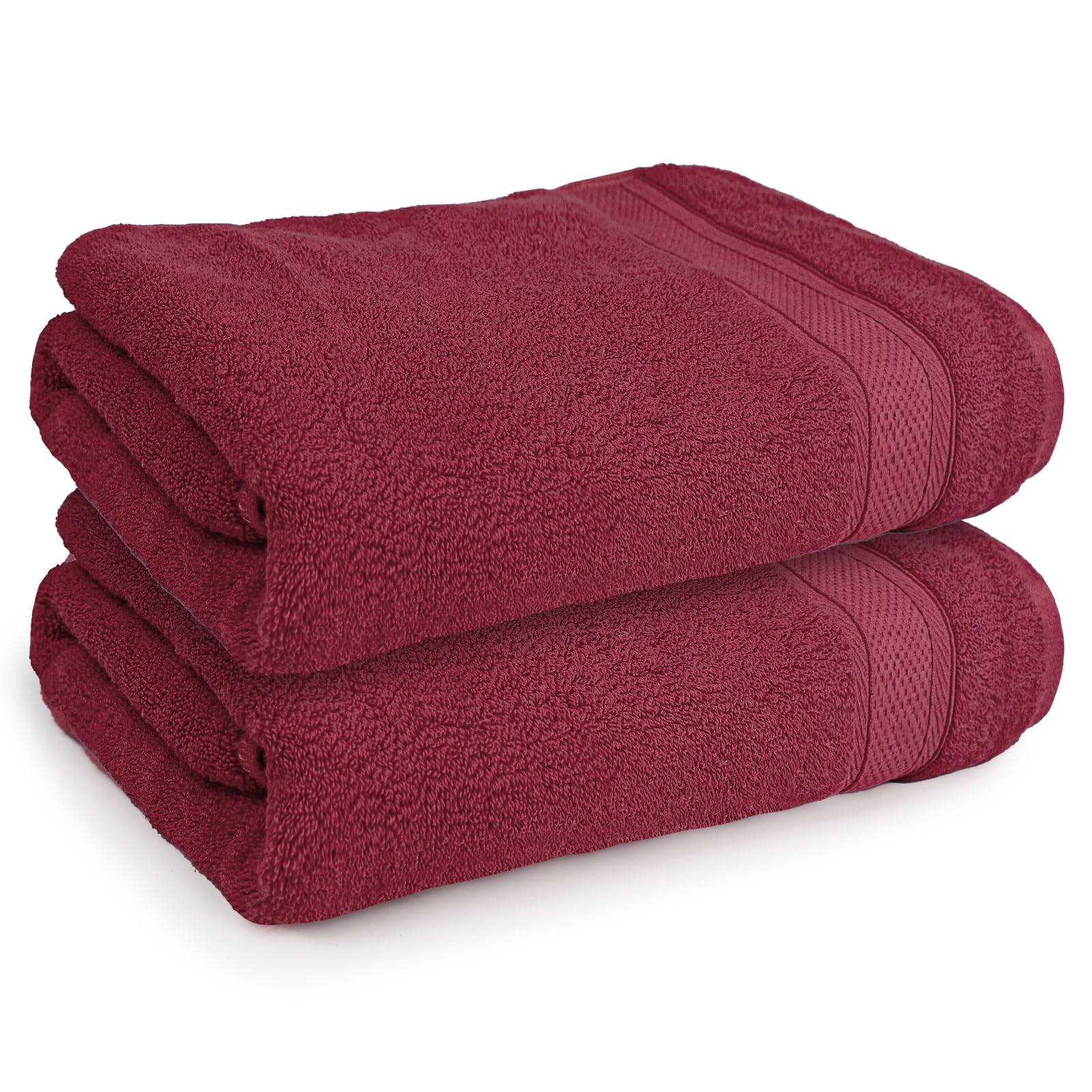 Magshion Extra Large Cotton Bath Sheet for Bathroom Adults Oversized Quick-Dry Bath Sheet Towels Set of 2,Burgundy