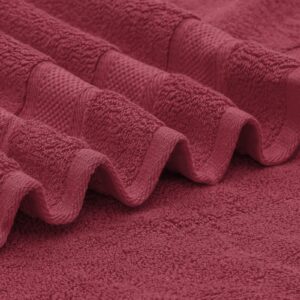 Magshion Extra Large Cotton Bath Sheet for Bathroom Adults Oversized Quick-Dry Bath Sheet Towels Set of 2,Burgundy
