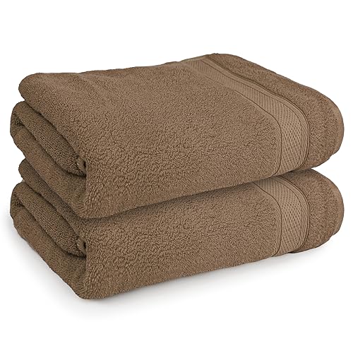 Magshion Extra Large Cotton Bath Sheet for Bathroom Adults Oversized Quick-Dry Bath Sheet Towels Set of 2,Brown