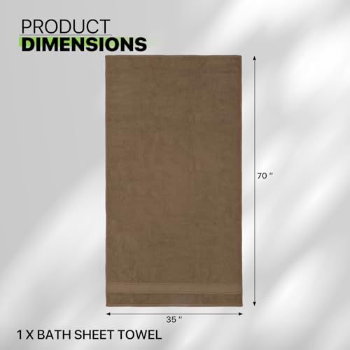 Magshion Extra Large Cotton Bath Sheet for Bathroom Adults Oversized Quick-Dry Bath Sheet Towels Set of 2,Brown