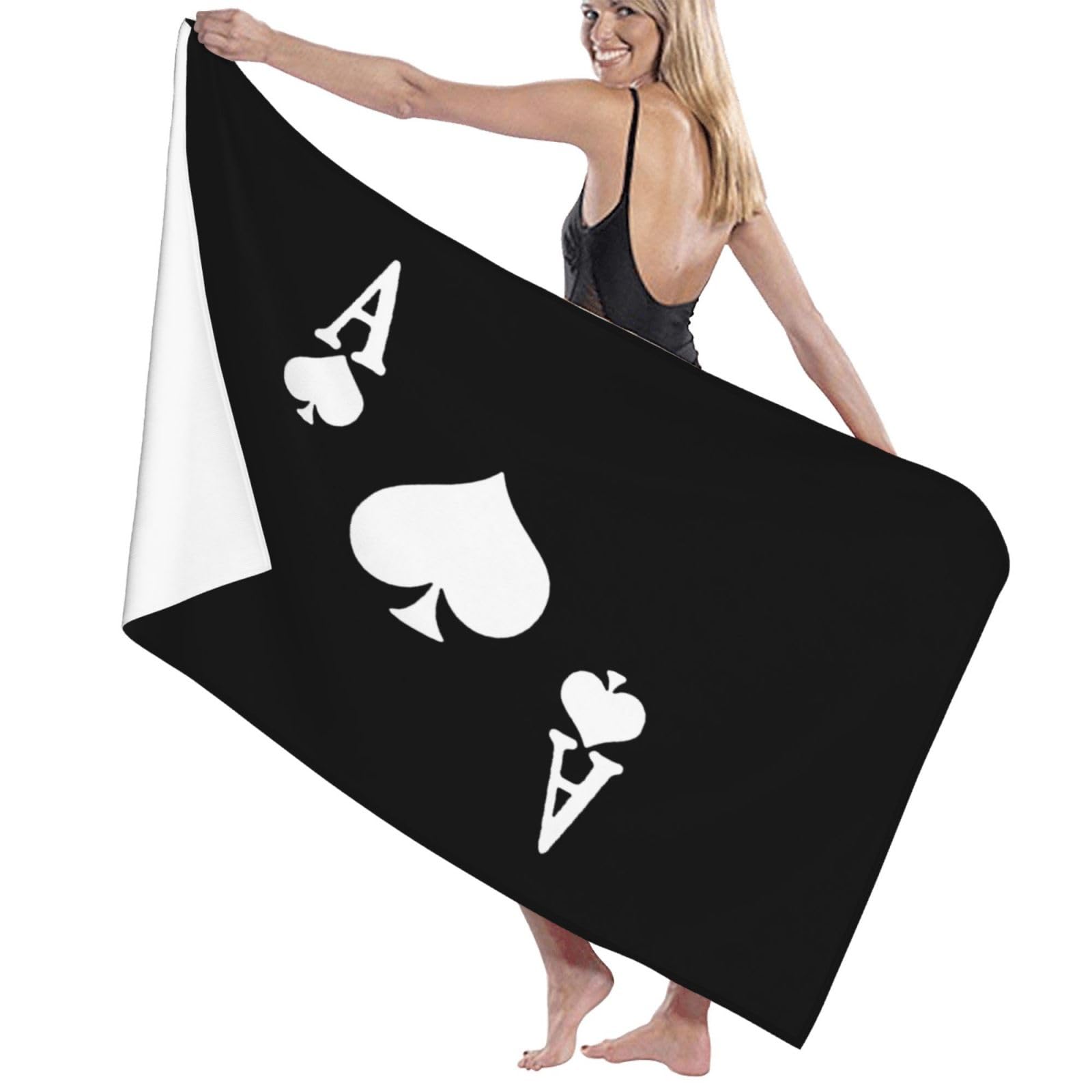 ADOSIA Ace of Spades Poker Beach Towel 32x52in Oversized Soft Absorbent Beach Towel