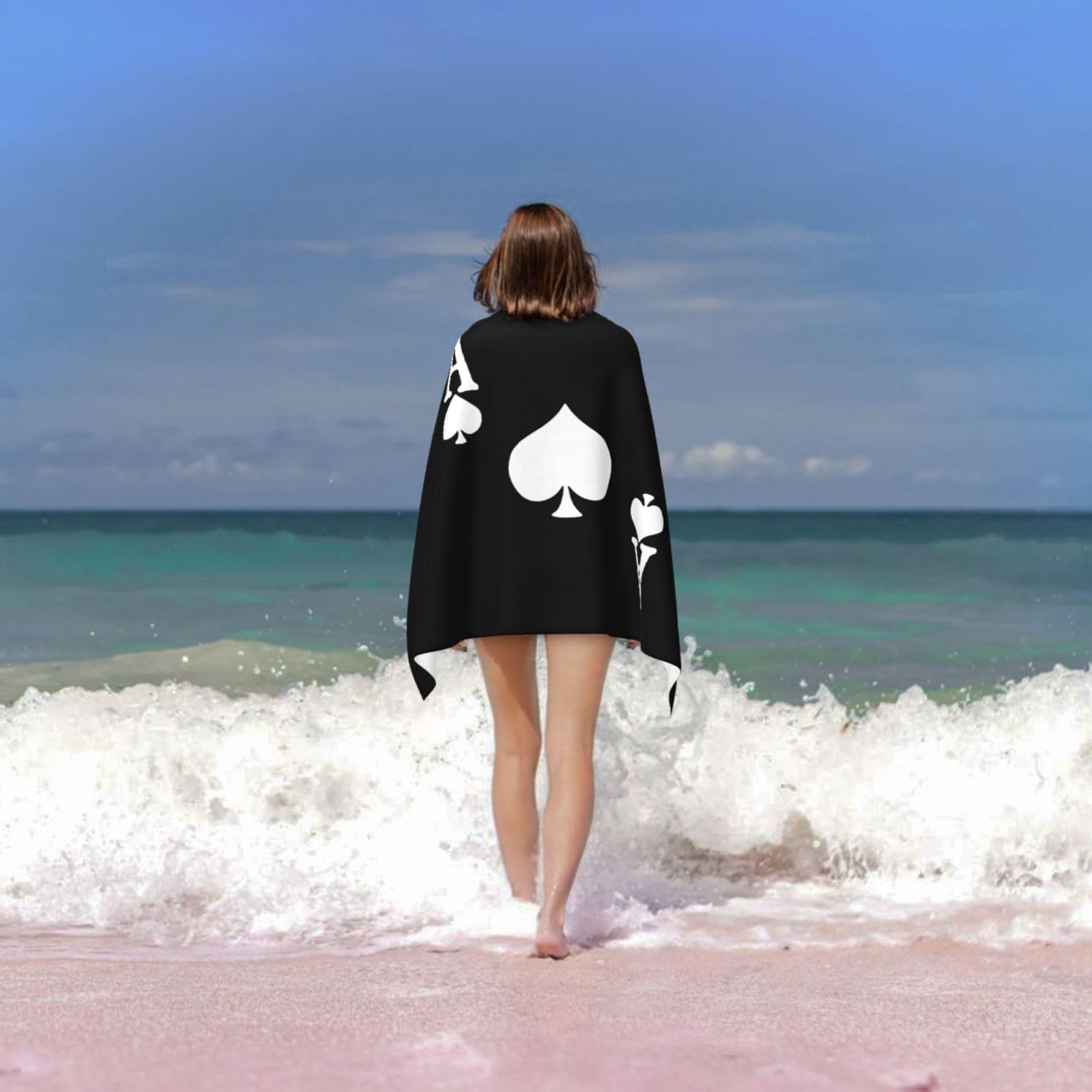 ADOSIA Ace of Spades Poker Beach Towel 32x52in Oversized Soft Absorbent Beach Towel