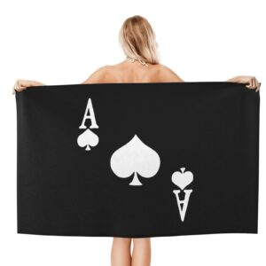 ADOSIA Ace of Spades Poker Beach Towel 32x52in Oversized Soft Absorbent Beach Towel