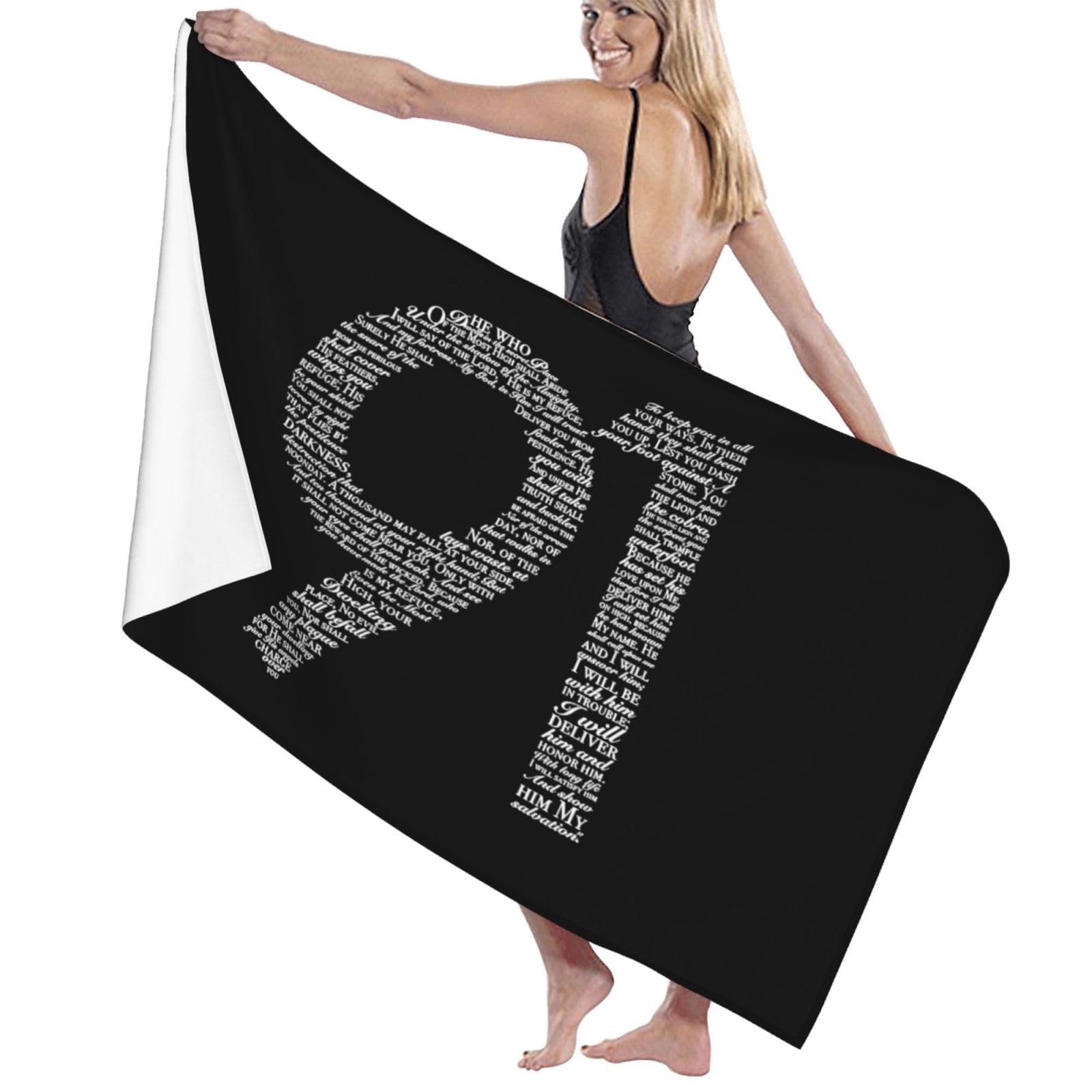 ADOSIA Psalm 91 Beach Towel 32x52in Oversized Soft Absorbent Beach Towel