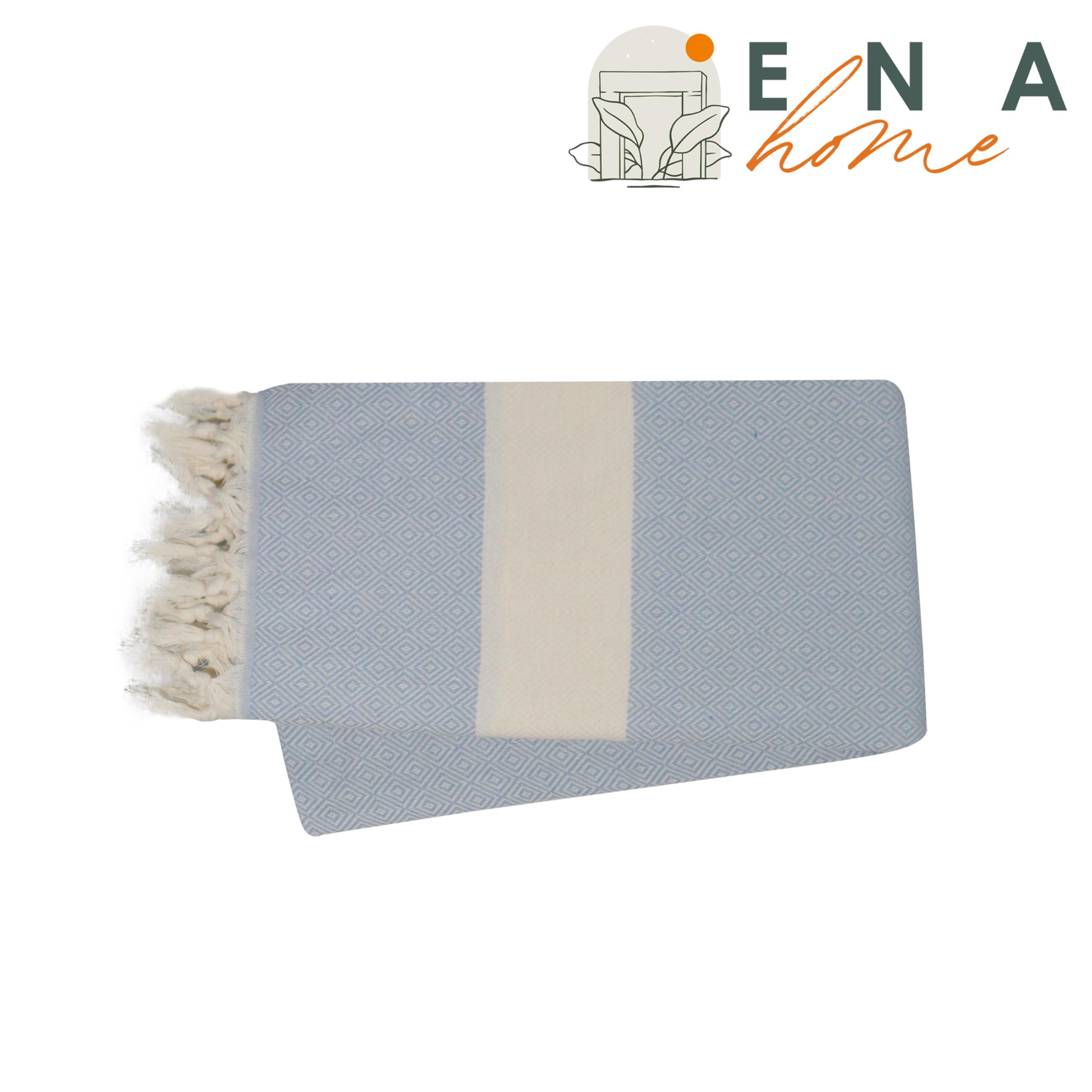 ENA HOME Turkish Beach Towel - 100% Cotton Peshtemal Towel Blanket - 39x71 Extra Large Wearable Turkish Towel for Beach, Sauna, Bath, Pool - Quick Dry - Highly Absorbent Sand Free (Baby Blue)